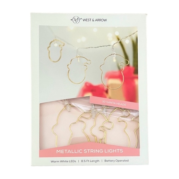 🌺 West & Arrow Christmas Santa Metallic Warm Light LED String Lights NEW - Picture 1 of 6